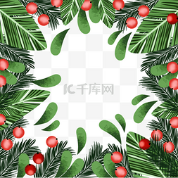 创意棉花图片_圣诞节一品红花卉绿色边框创意