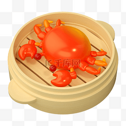 3D立体C4D大闸蟹螃蟹美食