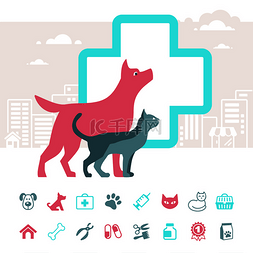 宠物素材图标图片_矢量兽医会徽和宠物图标集
