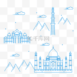 小地标图片_简约清新线条风景底纹