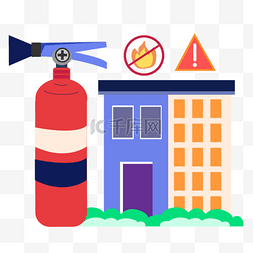 安全疏散卡通图片_消防员防火概念插画消防栓