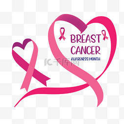乳腺癌宣传月爱心形状粉丝丝带