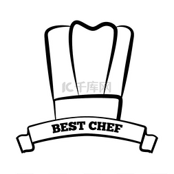 最佳厨师奖标志与帽子薄轮廓厨师
