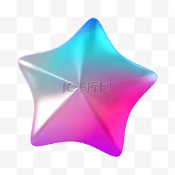 几何五角星图片_酸性渐变3D立体C4D星星