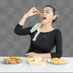 鸡吃图片_美食美女手拿鸡块