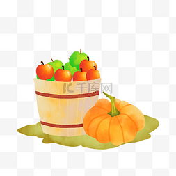 秋季丰收苹果南瓜