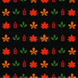 不同的秋叶，黄橙，红，绿。