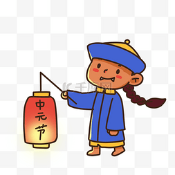 七月半图片_中国传统鬼节中元节拿灯笼的僵尸
