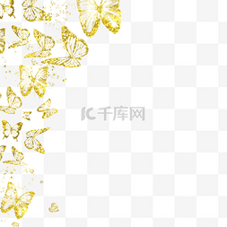 金色金粉蝴蝶边框