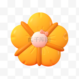 C4D3D立春花朵娃娃黄色花朵