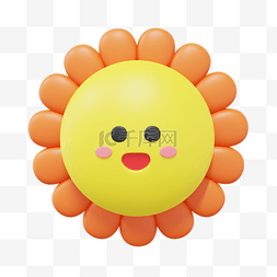 立体卡通太阳图片_3DC4D立体拟人太阳夏天