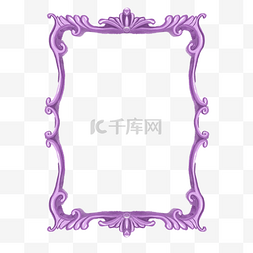 复古水彩宝丽来相框紫色长方形