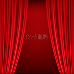 天鹅绒背景图片_剧院舞台的红色窗帘。