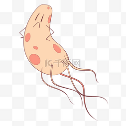 细菌的图片_橙色卡通可爱细菌微生物
