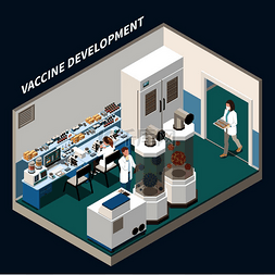 科学开发图片_疫苗开发等距背景与科学家在实验