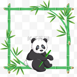竹子图片_拿竹子坐着的熊猫竹子花卉边框