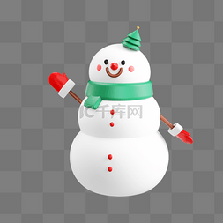 3D立体圣诞节绿色雪人