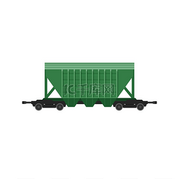 绿色的货车图片_用于散装材料的货运铁路货车。