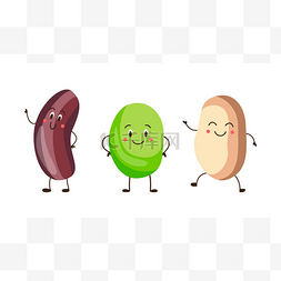 豌豆图片图片_一组豌豆和肾豆卡通人物，病媒图