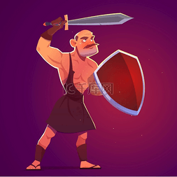 斯巴达盾牌图片_古希腊、斯巴达或罗马战士，带剑