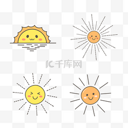 可爱日出图片_可爱卡通简单线条太阳日出
