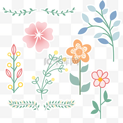 春天彩色花卉图片_春天花卉花朵植物手账贴纸卡通