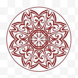 红色圆环对称传统韩国饰品花纹