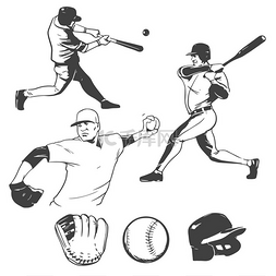 手绘头盔图标图片_棒球运动员