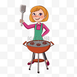 烧烤剪贴画烤东西的女孩