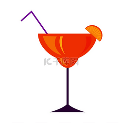 酒精矢量图片_玛格丽塔玻璃带有柑橘切片和白色