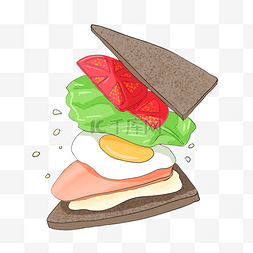 食物飞散图片_飞散的西餐三明治