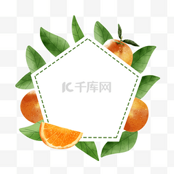 橙子水果水彩自然装饰边框