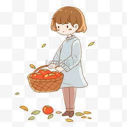 立秋摘柿子女孩