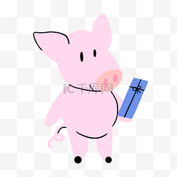 粉色小猪抽象动物涂鸦