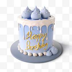 蓝色生日图片_立体蓝色奶油生日蛋糕