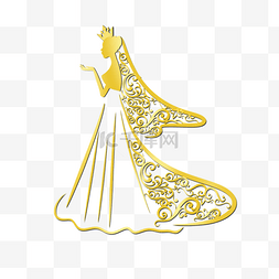 新娘抽象金色婚纱皇冠