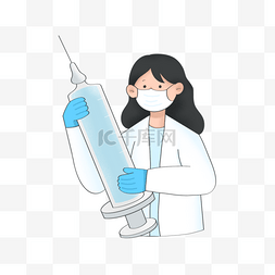 新冠肺炎疫苗和医生插画