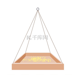 给狗狗喂食物图片_白色背景上的鸟类喂食器。