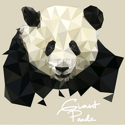熊猫矢量卡通图片_马赛克风格的熊猫插画矢量图