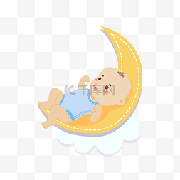 婴儿可爱用品图片_躺在月亮上的宝宝婴儿可爱用品