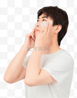 手机贴膜示意图图片_男士人物贴眼膜护肤