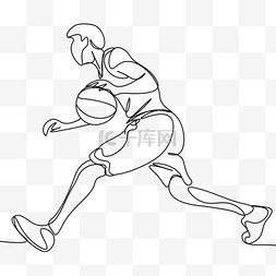 强大力量图片_抽象线条画篮球运动员
