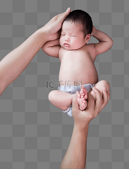 亲子照素材图片_新生儿婴儿满月照三胎宝宝