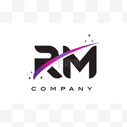 字母m的艺术设计图片_Rm R M 黑色字母标志设计与紫色洋