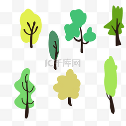 卡通矢量创意树木图片_可爱绿色树木卡通组合