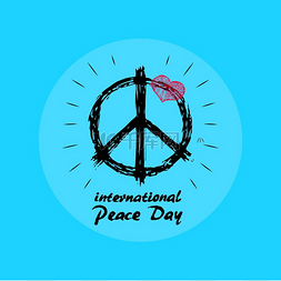 地球插图图片_带有嬉皮标志的国际和平日标志。