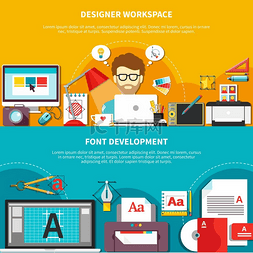 设计师桌子图片_设计师工具组合集。