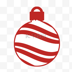 红色条纹圣诞球图片_圣诞彩球装饰红色白色绘画卡通