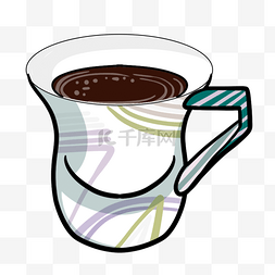 装美式咖啡的几何图案白色咖啡杯