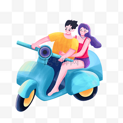 情人节情侣骑摩托车
